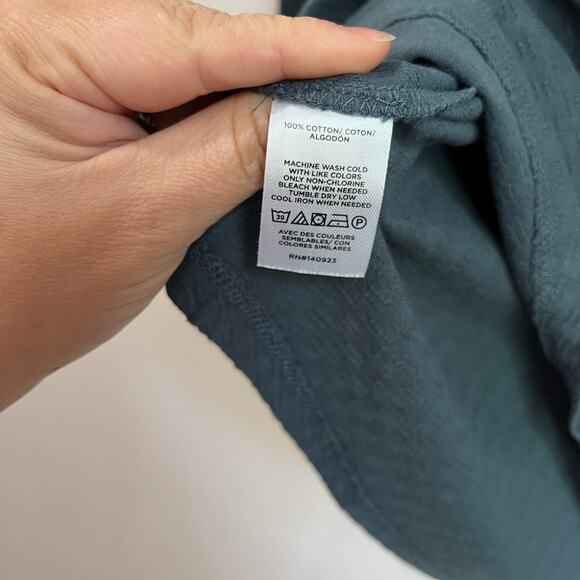 Loft Textured Slate Gray Long Sleeve Puff Sleeve Top Size Small - Picture 4 of 6